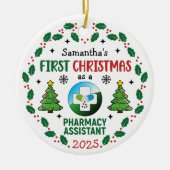 Apotheek Assistent Eerste Kerstdag Gepersonaliseer Keramisch Ornament (Voorkant)