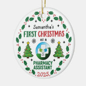 Apotheek Assistent Eerste Kerstdag Gepersonaliseer Keramisch Ornament (Links)