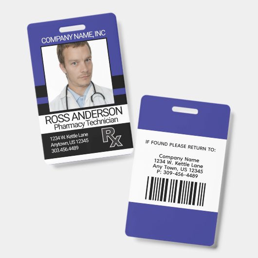 Apotheek - Blauwe, Zwarte en Witte Badge (Voor- en achterkant)