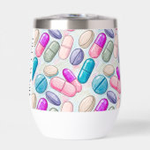 Apotheek CPht Wine Tumbler Roze Grijs Paarse Pille (Voorkant)