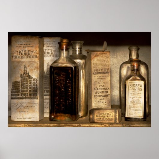 Apotheek - Dingen in flessen en dozen Poster (Voorkant)