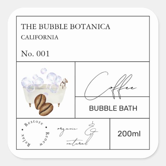 Apotheek Koffie Bubbelbad Label (Voorkant)