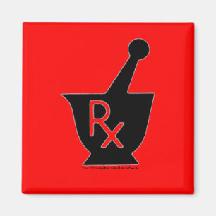 Apotheek motor en stamper symbool - magneet