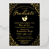 Apotheek School Afstudeerder Party Zwart Goud Folie Uitnodiging (Voorkant)