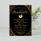 Apotheek School Afstudeerder Party Zwart Goud Folie Uitnodiging (Staand Voorkant)