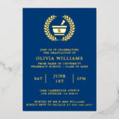 apotheek school marine en goud afstudeerfeest folie uitnodiging (Voorkant)