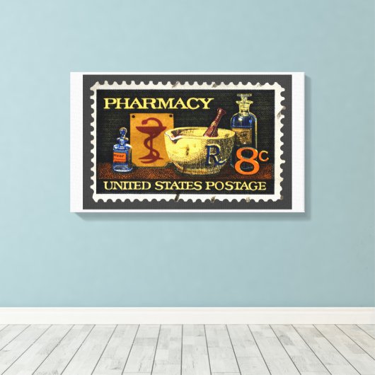 Apotheek stempel met kom van Hygeia Canvas Afdruk (Insitu (Houten vloer))