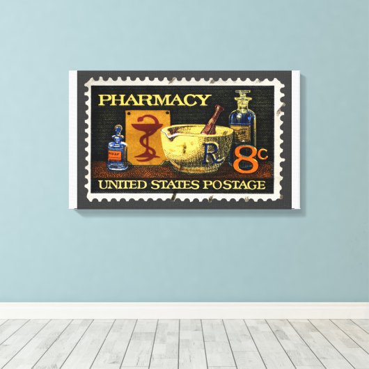 Apotheek stempel met kom van Hygeia Canvas Afdruk (Insitu (Houten vloer))