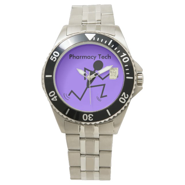 Apotheek Tech Watch Stickman Running Paarse Horloge (Voorkant)