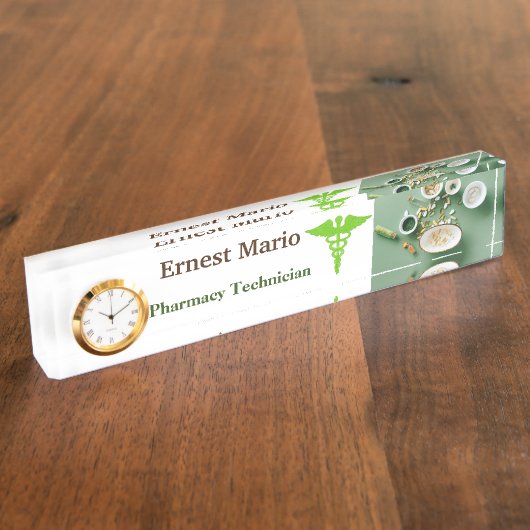 Apotheek Technicus Acryl Naambordje (Zijkant)