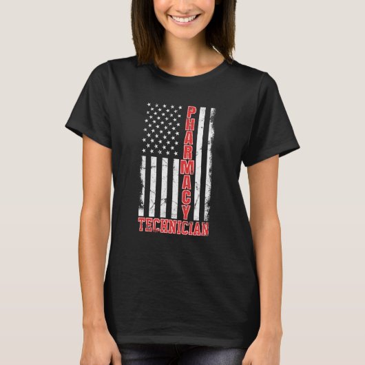 Apotheek Technicus Amerikaanse vlag Apotheek Tech T-shirt (Voorkant)