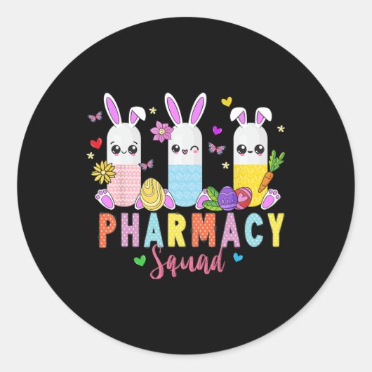 Apotheek Technicus Bunny Paasdag Apotheek Tech Ronde Sticker (Voorkant)