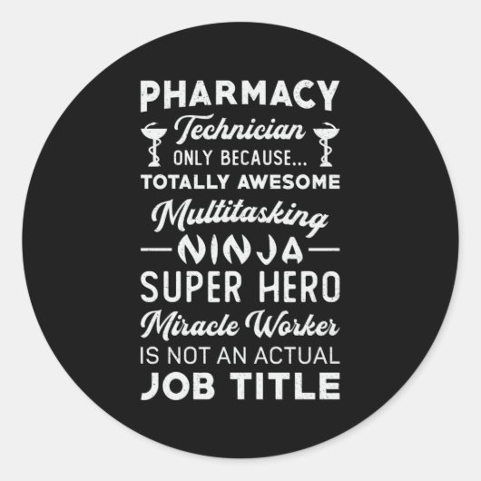 Apotheek Technicus Tech Medicine Hero Apotheker Ronde Sticker (Voorkant)