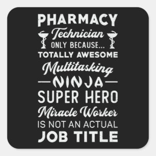 Apotheek Technicus Tech Medicine Hero Apotheker Vierkante Sticker