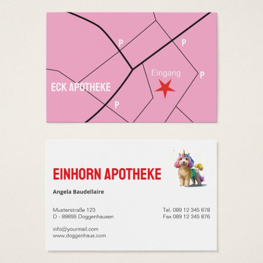 Apotheek visitekaartjes eenhoorn (Voorkant /achterkant)