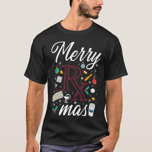 Apotheek Vrolijk Rx Mas Kerstmis T-shirt (Voorkant)