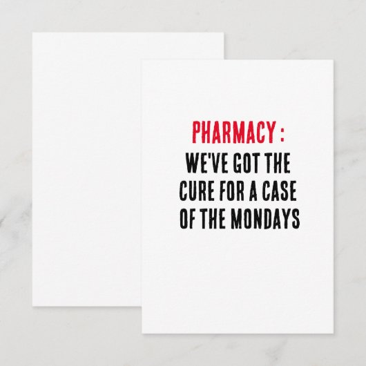 Apotheek: We hebben de remedie voor een hoesje van Bedankkaart (Voorkant / Achterkant)