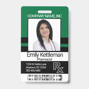 Apotheekmedewerker Pasje met Foto - Groen en Zwart Badge