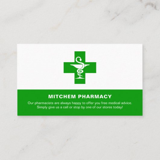 Apotheeksymbool, apotheker visitekaartje (Achterkant)