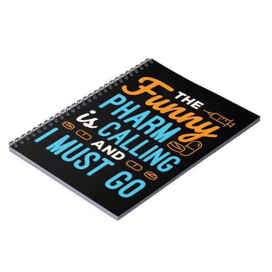 Apotheker Apotheek Tech Funny Pharm roept Notitieboek (Linkerzijde)