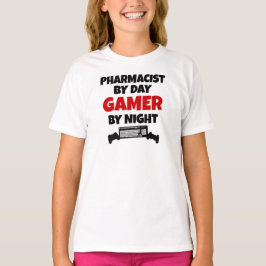 apotheker bij dag gamer bij nacht t-shirt