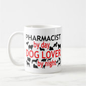 Apotheker bij dag Hondenliefhebber bij nacht Koffiemok (Links)