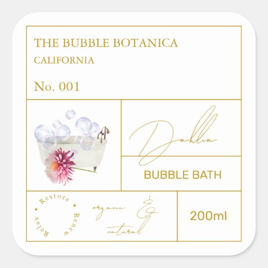 Apotheker Dahlia Bubbelbad Label (Voorkant)