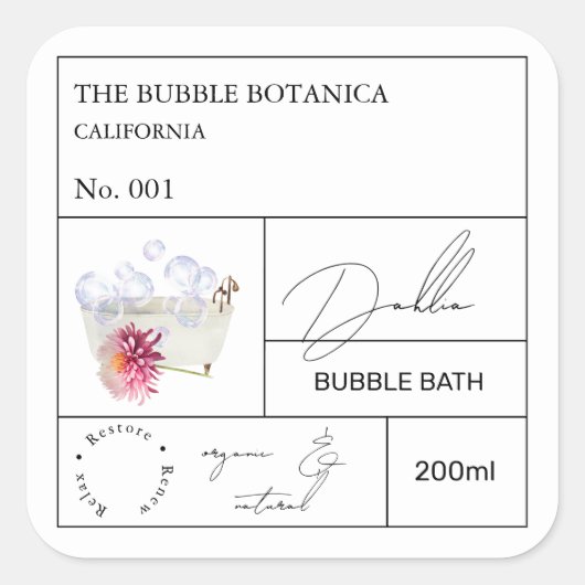 Apotheker Dahlia Bubbelbad Label (Voorkant)