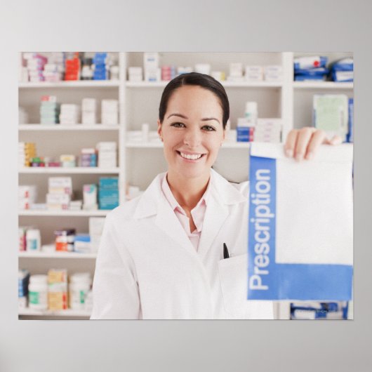 apotheker die houder is van een recept in een gene poster (Voorkant)