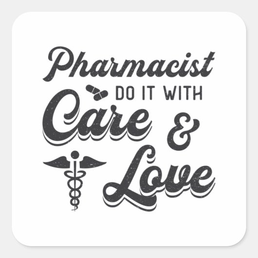 Apotheker Doe Het Met Zorg Apotheek Tech Medicine Vierkante Sticker (Voorkant)