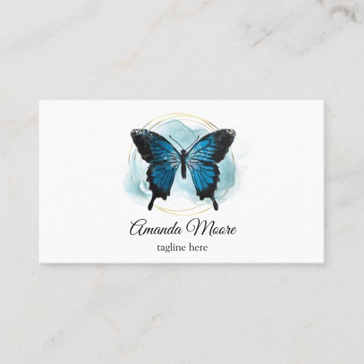 apotheker : elegante blauwhelm visitekaartje (Voorkant)