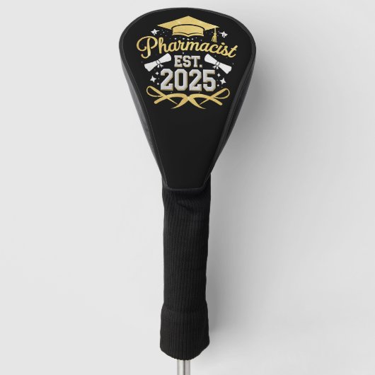 Apotheker Est 2025 Afstuderen Farmacie Golfheadcover (Voorkant)