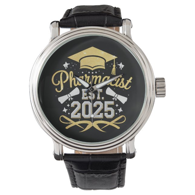 Apotheker Est 2025 Afstuderen Farmacie Horloge (Voorkant)