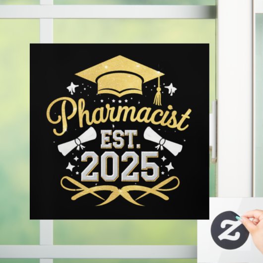 Apotheker Est 2025 Afstuderen Farmacie Raamsticker (Huis)