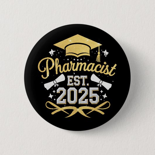Apotheker Est 2025 Afstuderen Farmacie Ronde Button 5,7 Cm (Voorkant)