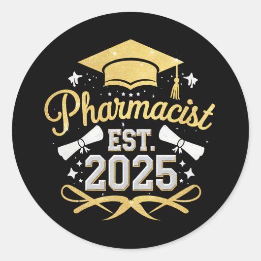 Apotheker Est 2025 Afstuderen Farmacie Ronde Sticker (Voorkant)