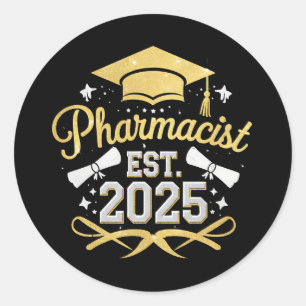 Apotheker Est 2025 Afstuderen Farmacie Ronde Sticker
