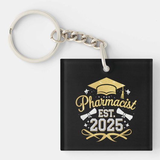Apotheker Est 2025 Afstuderen Farmacie Sleutelhanger (Voorkant)