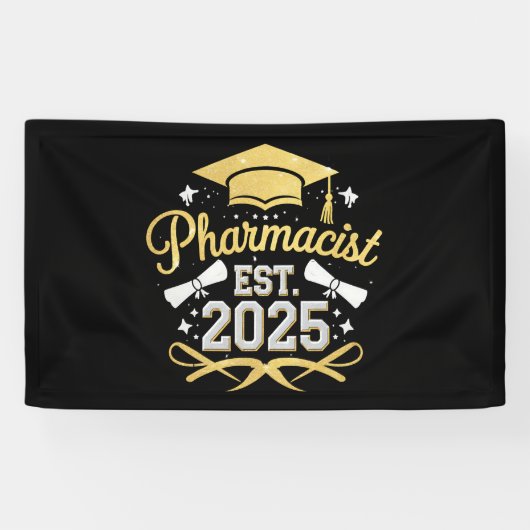 Apotheker Est 2025 Afstuderen Farmacie Spandoek (Horizontaal)