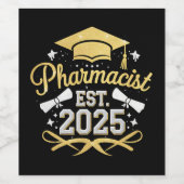 Apotheker Est 2025 Afstuderen Farmacie Wijn Etiket (Enkel label)