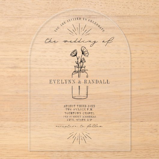 Apotheker Fles Bloemen bruiloft Acryl Uitnodigingen (Voorkant)