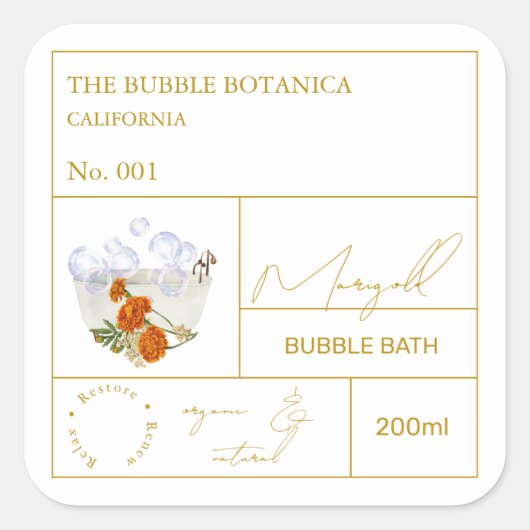 Apotheker Goudsbloem Bubbelbad Label (Voorkant)