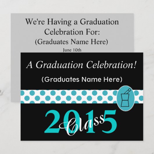 Apotheker Graduation Invitations Blauwgroen en zwa Kaart (Voorkant / Achterkant)