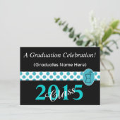 Apotheker Graduation Invitations Blauwgroen en zwa Kaart (Staand voorkant)