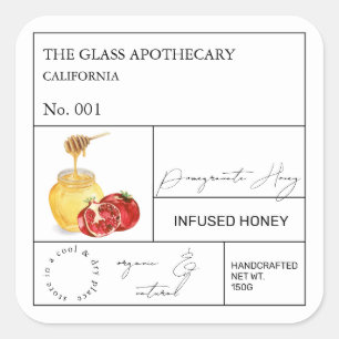 Apotheker Granaatappel geïnfundeerd honing Label