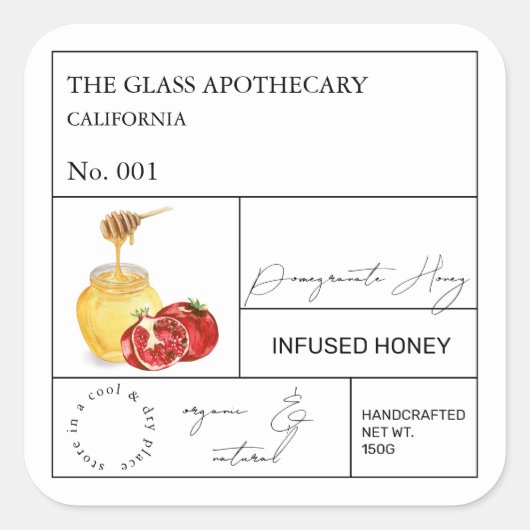 Apotheker Granaatappel geïnfundeerd honing Label (Voorkant)