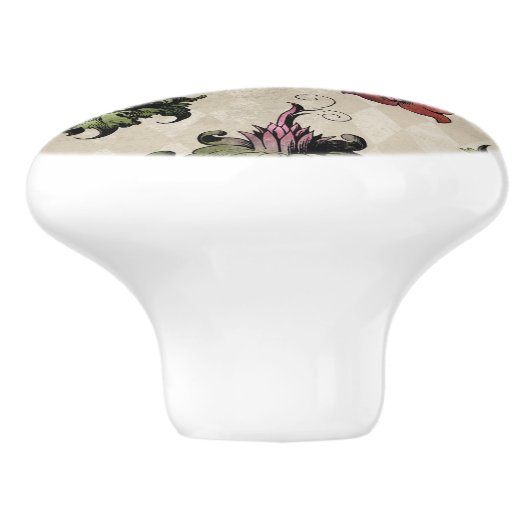 Apotheker heks Plant | Steampunk Botanische Kruide Keramische Knop (Zijkant)