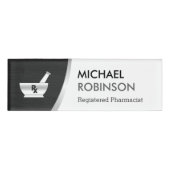 Apotheker Logo Modern Zwart Zilver Naambadge (Voorkant)