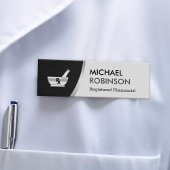 Apotheker Logo Modern Zwart Zilver Naambadge