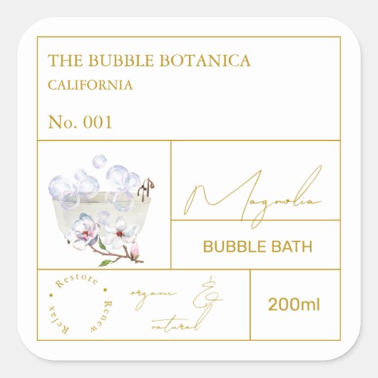 Apotheker Magnolia Bubbelbad Label (Voorkant)